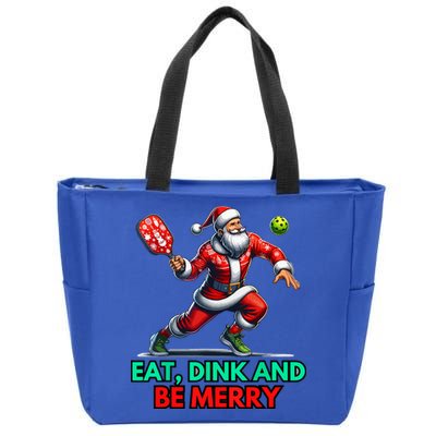 Funny Eat Dink Be Merry Santa Claus Pickleball Christmas Gift For Xmas Zip Tote Bag