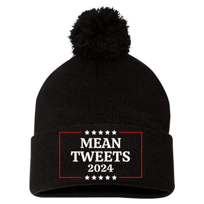 Funny Election Design Mean Tweets 2024 Pom Pom 12in Knit Beanie