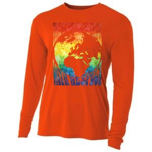 Fun Earth Day Mother's Day Respect The Earth And Your Mother Gift Cooling Performance Long Sleeve Crew