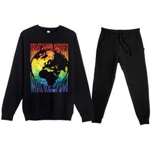 Fun Earth Day Mother's Day Respect The Earth And Your Mother Gift Premium Crewneck Sweatsuit Set