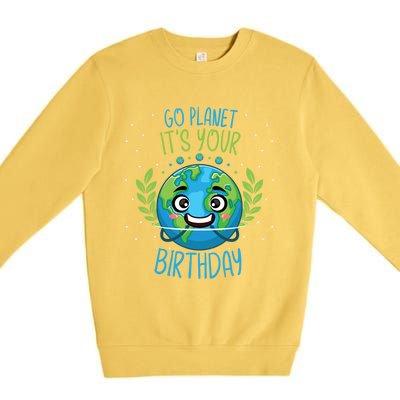 Funny Earth Day Planet Birthday Green Blue World Gift Premium Crewneck Sweatshirt