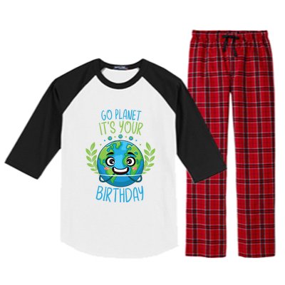 Funny Earth Day Planet Birthday Green Blue World Gift Raglan Sleeve Pajama Set