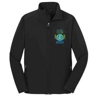 Funny Earth Day Planet Birthday Green Blue World Gift Core Soft Shell Jacket