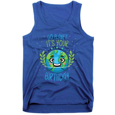 Funny Earth Day Planet Birthday Green Blue World Gift Tank Top