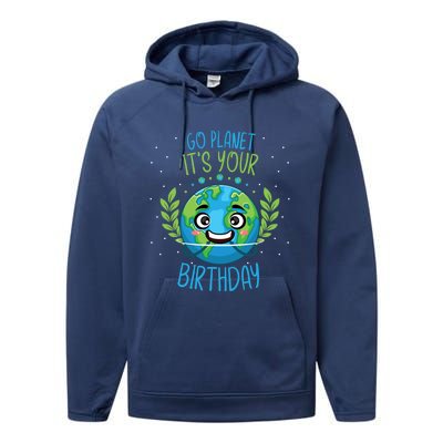 Funny Earth Day Planet Birthday Green Blue World Gift Performance Fleece Hoodie