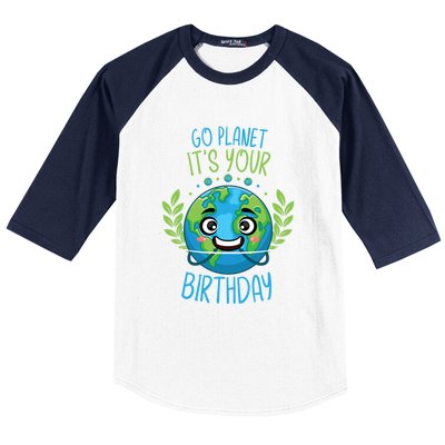 Funny Earth Day Planet Birthday Green Blue World Gift Baseball Sleeve Shirt