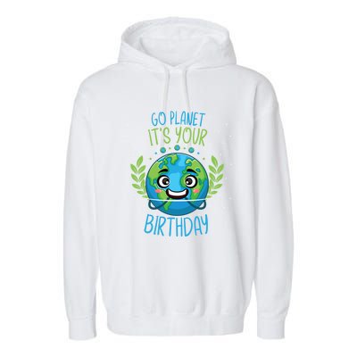 Funny Earth Day Planet Birthday Green Blue World Gift Garment-Dyed Fleece Hoodie