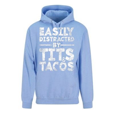 Funny Easily Distracted By Tits And Tacos Gift Adult Humor Gift Unisex Surf Hoodie