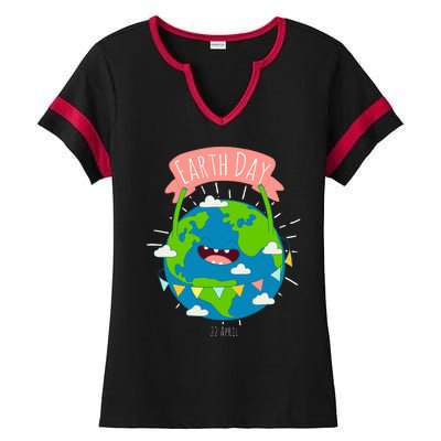 Funny Earth Day April 22 Ladies Halftime Notch Neck Tee