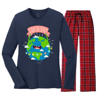 Funny Earth Day April 22 Women's Long Sleeve Flannel Pajama Set 