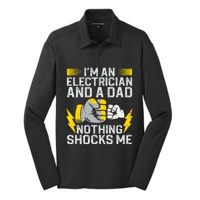 Funny Electrician Design For Daddy Electrical Engineers Silk Touch Performance Long Sleeve Polo