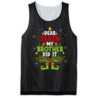 Funny Elf Dear Santa My Brother Did It Christmas Xmas Family Mesh Reversible Basketball Jersey Tank