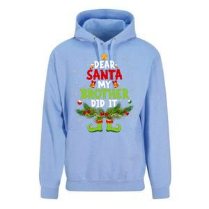 Funny Elf Dear Santa My Brother Did It Christmas Xmas Family Unisex Surf Hoodie