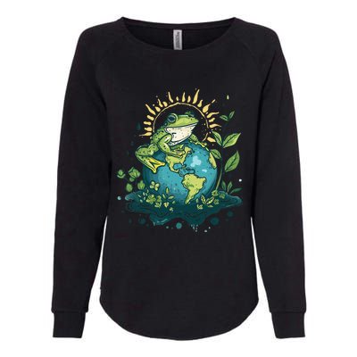 Frog Earth Day Frog Earth Day Green Themed Womens California Wash Sweatshirt