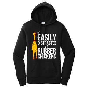 Funny Easily Distracted Rubber Chicken Gift Cool Bird Lover Women's Pullover Hoodie