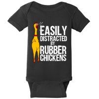 Funny Easily Distracted Rubber Chicken Gift Cool Bird Lover Baby Bodysuit