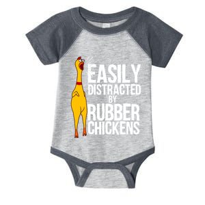 Funny Easily Distracted Rubber Chicken Gift Cool Bird Lover Infant Baby Jersey Bodysuit