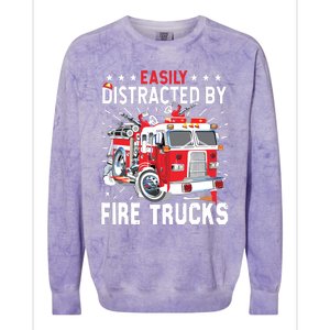 Firefighters Easily Distracted By Fire Trucks Men Boy Kids Colorblast Crewneck Sweatshirt