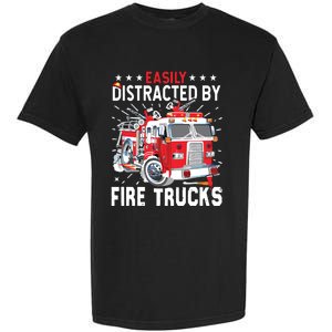 Firefighters Easily Distracted By Fire Trucks Men Boy Kids Garment-Dyed Heavyweight T-Shirt