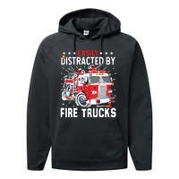 Firefighters Easily Distracted By Fire Trucks Men Boy Kids Performance Fleece Hoodie