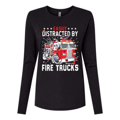 Firefighters Easily Distracted By Fire Trucks Men Boy Kids Womens Cotton Relaxed Long Sleeve T-Shirt