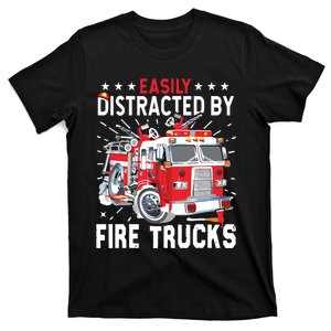 Firefighters Easily Distracted By Fire Trucks Men Boy Kids T-Shirt