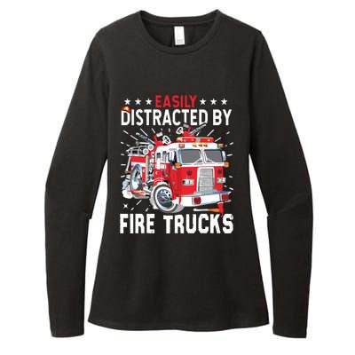 Firefighters Easily Distracted By Fire Trucks Men Boy Kids Womens CVC Long Sleeve Shirt