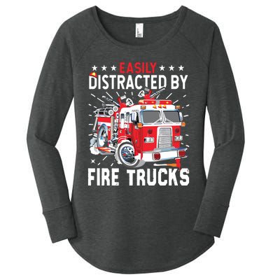 Firefighters Easily Distracted By Fire Trucks Men Boy Kids Women's Perfect Tri Tunic Long Sleeve Shirt