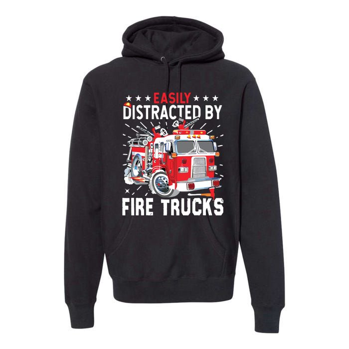 Firefighters Easily Distracted By Fire Trucks Men Boy Kids Premium Hoodie