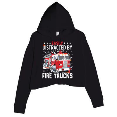 Firefighters Easily Distracted By Fire Trucks Men Boy Kids Crop Fleece Hoodie