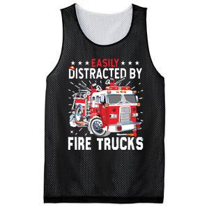 Firefighters Easily Distracted By Fire Trucks Men Boy Kids Mesh Reversible Basketball Jersey Tank