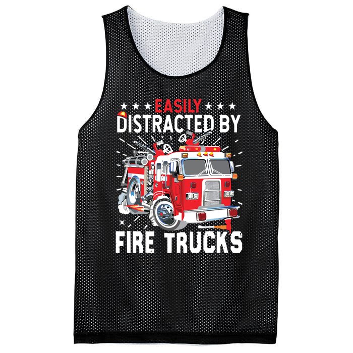 Firefighters Easily Distracted By Fire Trucks Men Boy Kids Mesh Reversible Basketball Jersey Tank