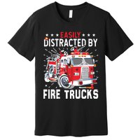 Firefighters Easily Distracted By Fire Trucks Men Boy Kids Premium T-Shirt