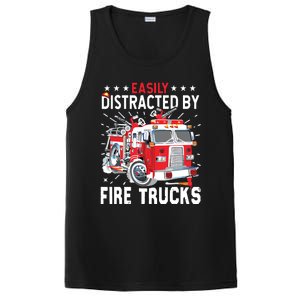 Firefighters Easily Distracted By Fire Trucks Men Boy Kids PosiCharge Competitor Tank