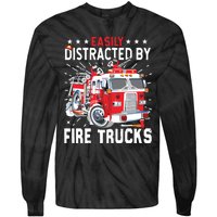 Firefighters Easily Distracted By Fire Trucks Men Boy Kids Tie-Dye Long Sleeve Shirt