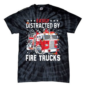 Firefighters Easily Distracted By Fire Trucks Men Boy Kids Tie-Dye T-Shirt