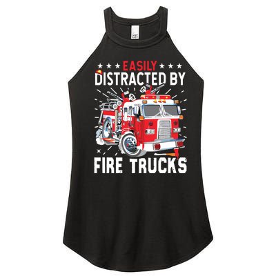 Firefighters Easily Distracted By Fire Trucks Men Boy Kids Women’s Perfect Tri Rocker Tank