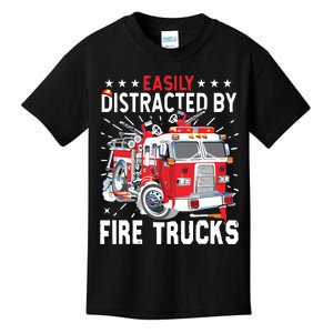 Firefighters Easily Distracted By Fire Trucks Men Boy Kids Kids T-Shirt