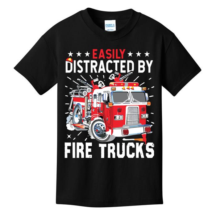 Firefighters Easily Distracted By Fire Trucks Men Boy Kids Kids T-Shirt