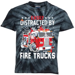 Firefighters Easily Distracted By Fire Trucks Men Boy Kids Kids Tie-Dye T-Shirt