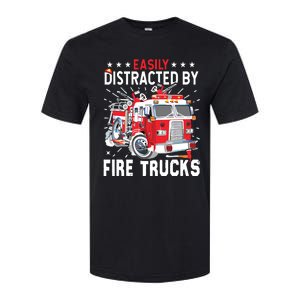 Firefighters Easily Distracted By Fire Trucks Men Boy Kids Softstyle CVC T-Shirt