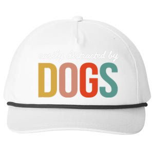 Funny Easily Distracted by Dogs Mom Puppy Retro Snapback Five-Panel Rope Hat