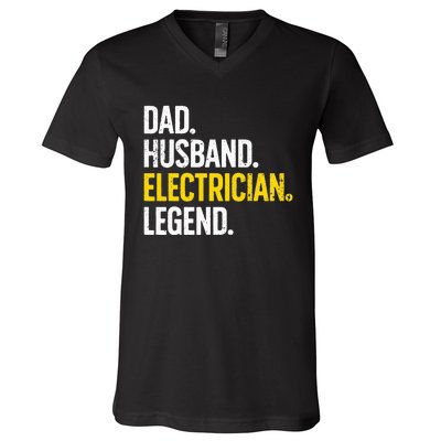 Funny Electrician Design For Husband Dad Electrical Engineer V-Neck T-Shirt