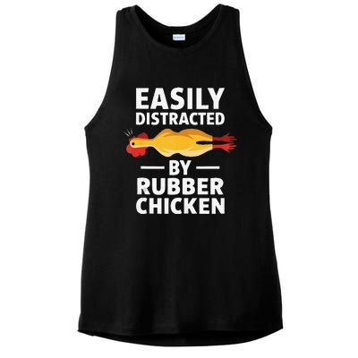 Funny Easily Distracted Rubber Chicken Lover Ladies PosiCharge Tri-Blend Wicking Tank