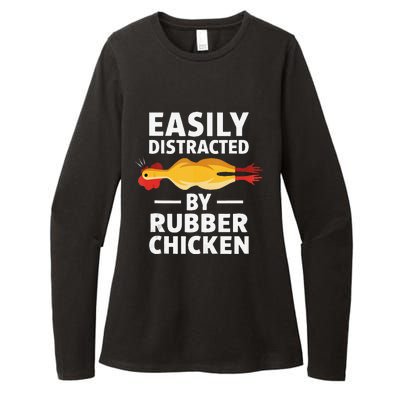 Funny Easily Distracted Rubber Chicken Lover Womens CVC Long Sleeve Shirt