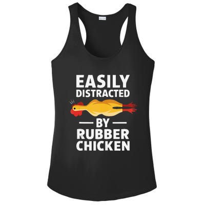 Funny Easily Distracted Rubber Chicken Lover Ladies PosiCharge Competitor Racerback Tank