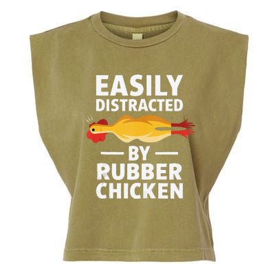 Funny Easily Distracted Rubber Chicken Lover Garment-Dyed Women's Muscle Tee