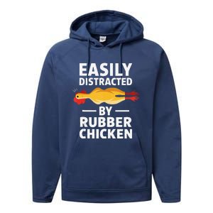 Funny Easily Distracted Rubber Chicken Lover Performance Fleece Hoodie