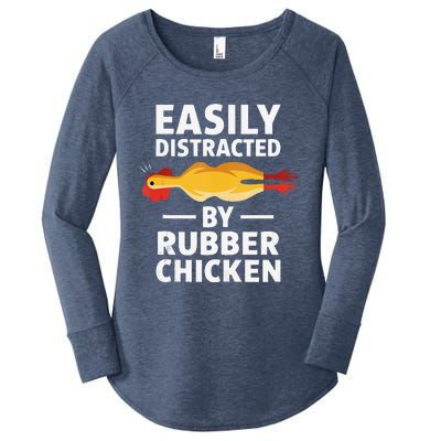 Funny Easily Distracted Rubber Chicken Lover Women's Perfect Tri Tunic Long Sleeve Shirt