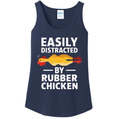 Funny Easily Distracted Rubber Chicken Lover Ladies Essential Tank